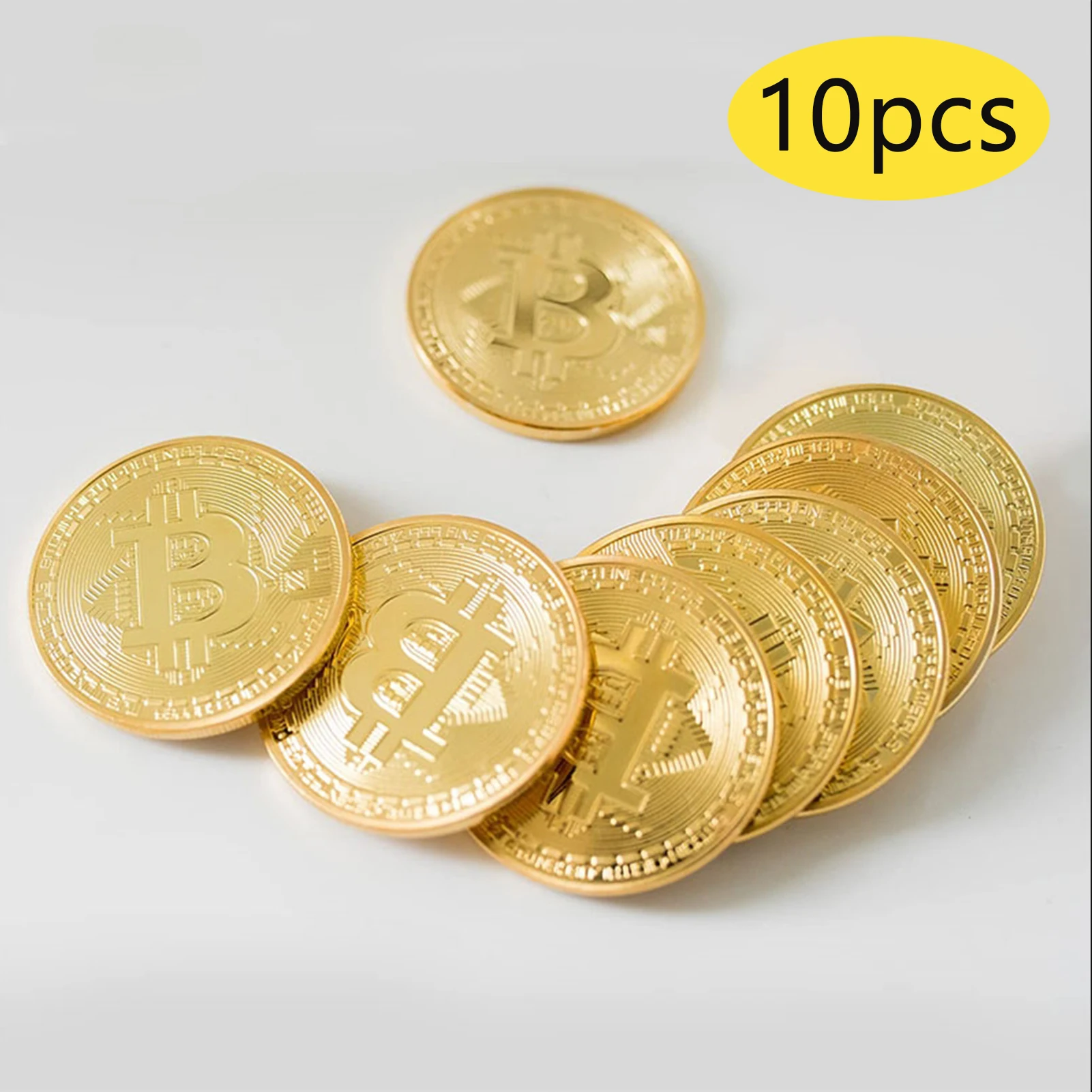 

10pcs Gold Plated Bitcoin Coin Collectible Art Collection Gift Physical commemorative Casascius Bit BTC Metal Antique Imitation