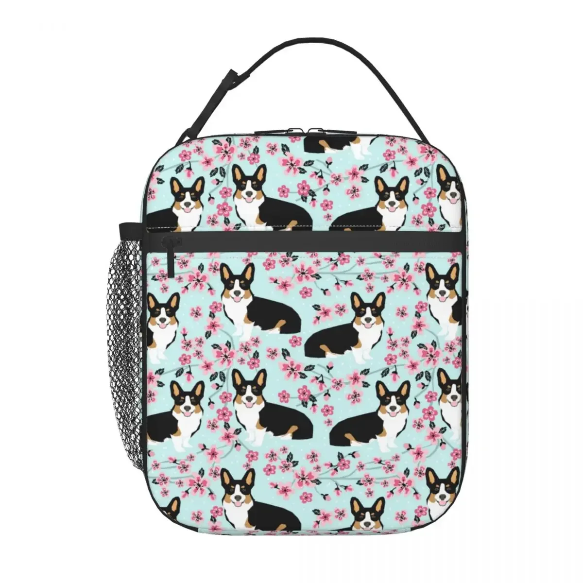 Сумка Для Обеда Корги Изолированный Дизайн С Цветущим Принтом Вишни