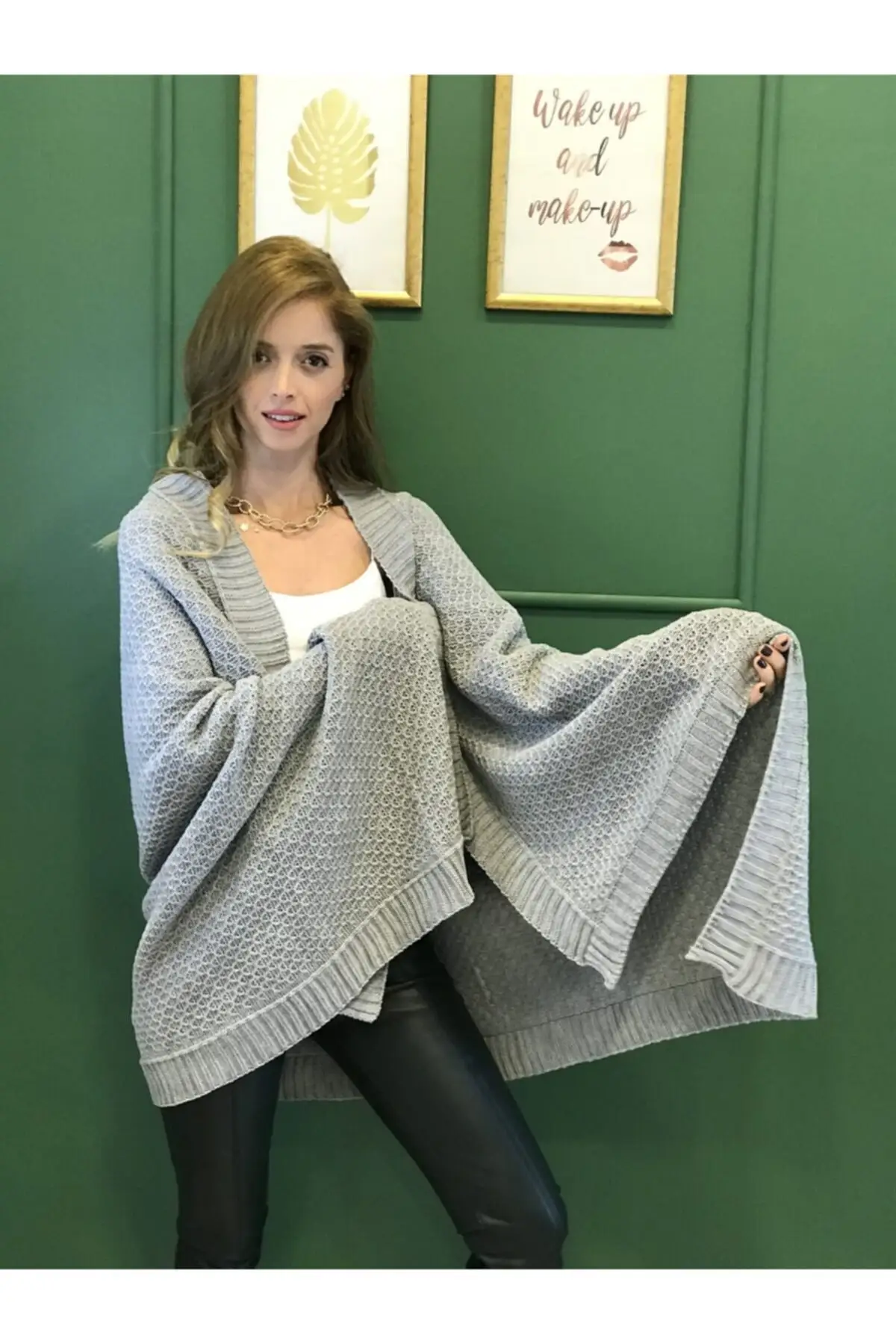 

Женская длинная теплая зимняя шаль из вуали, Женский высококачественный шарф, мягкая светло-серая вязаная одежда, наплечная шаль