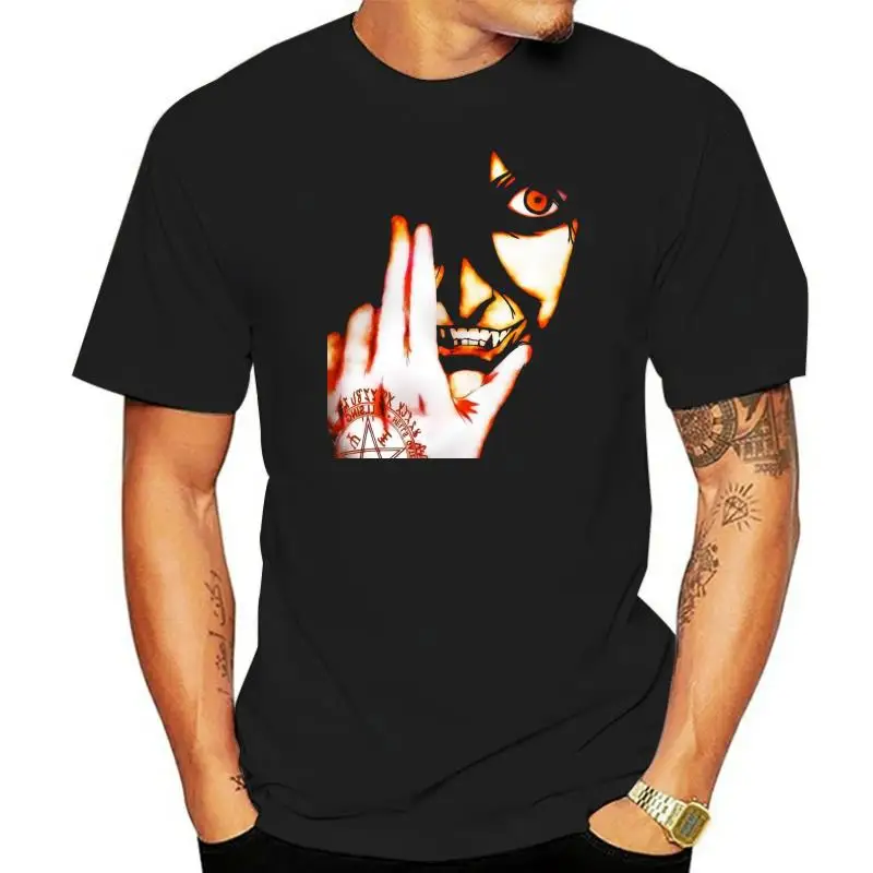 Мужская футболка в стиле хип-хоп Hellsing Alucard Horror Anime Manga Design из 100% хлопка с коротким