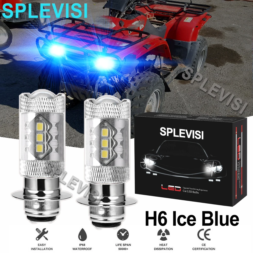 

2PCS Ice Blue 80W LED Headlight For Honda Rancher 350 4x4 2x4 ES 2000-2006Fourtrax TRX300FW 1988-2000Sportrax TRX400EX 1999-2008