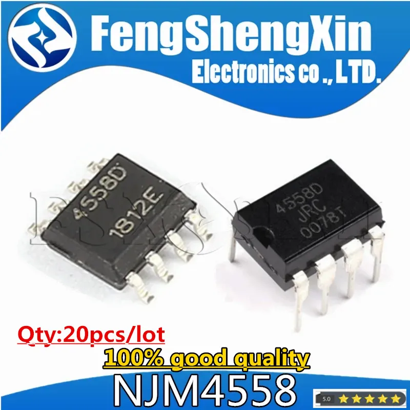 20 шт./лот JRC4558D SOP8 NJM4558D SOP 4558 SMD 4558D JRC44558 NJM4558 DIP-8 DIP Двойной рабочий усилитель IC