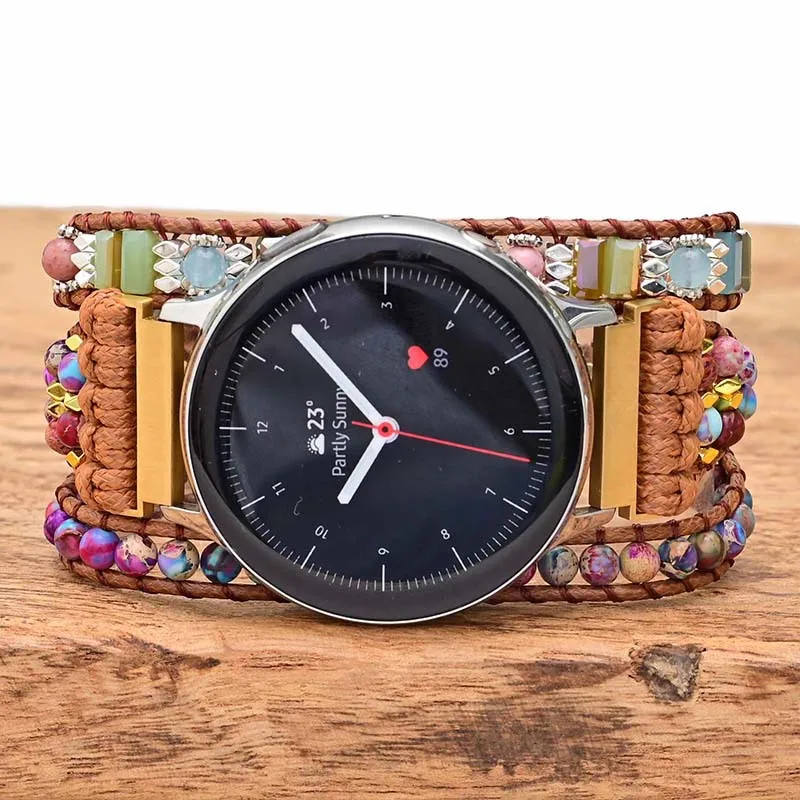 22mm 20mm Bohemian Watch Strap For Galaxy Watch 4 Strap 44mm women gemstone bracelet For Huawei Amazfit GTS 2 3 Pro GTR gt2pro