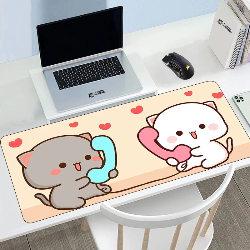 

Cute Peach Mochi Cat And Goma Mouse Mat Keyboard Pad Anime Mats Xxl Gaming Accessories Pc Gamer Kawaii Desk Large Mousepad Mause