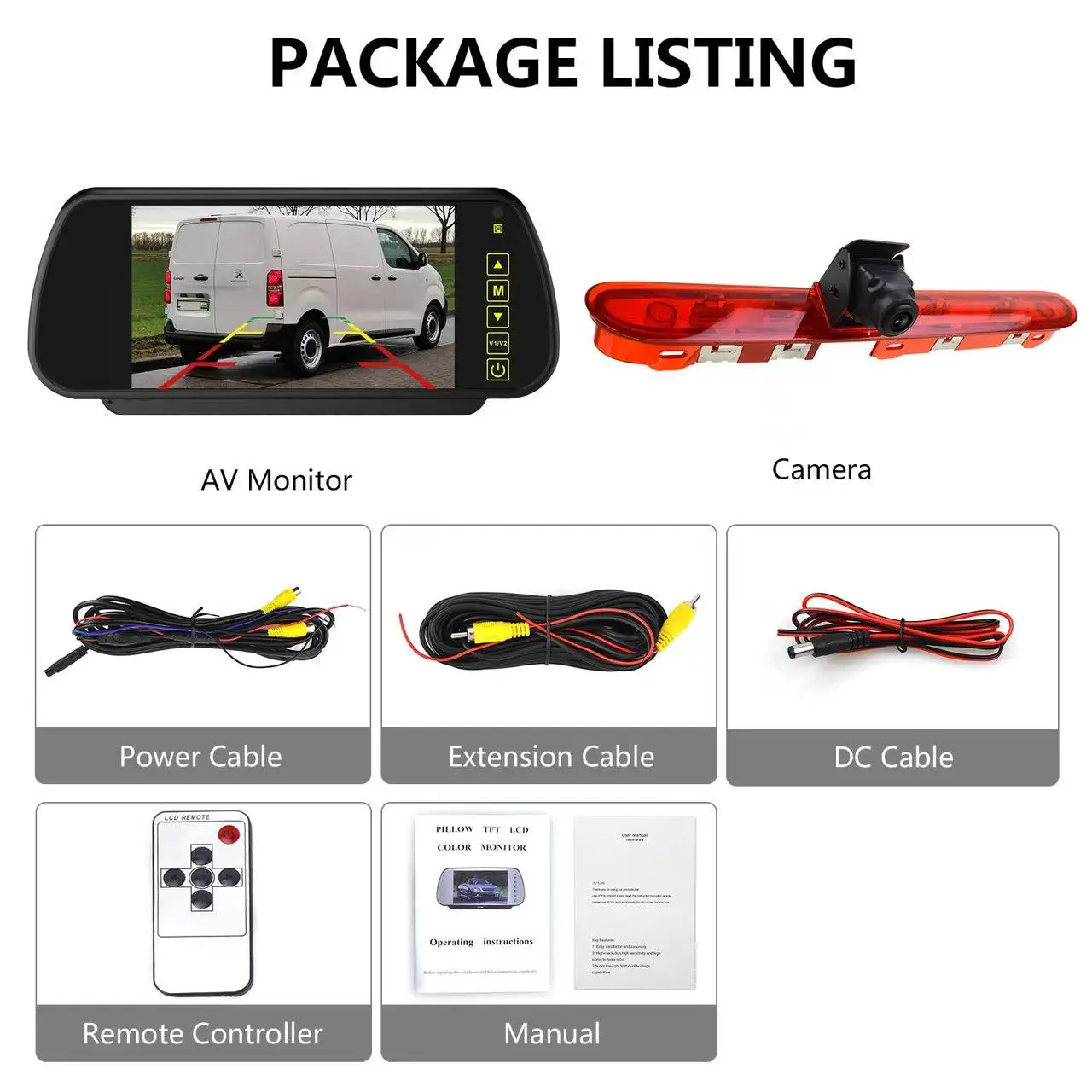 Комплект камеры заднего вида стоп-сигнала для Peugeot Traveler/Expert Citroen Jumpy/SpaceTourer Opel Zafira