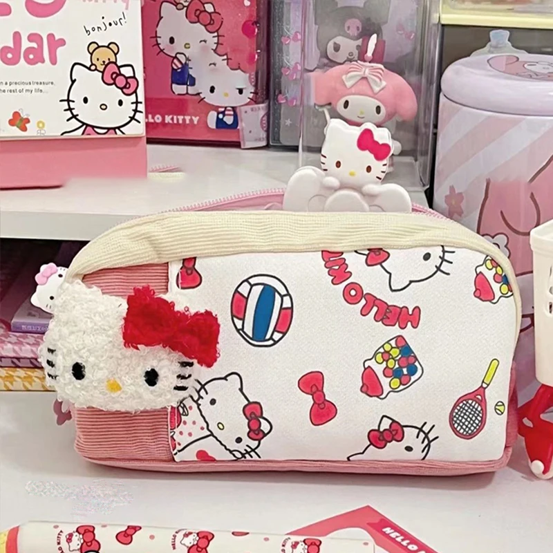 

Новинка милый кавайный пенал Sanrio Hellokitty, пенал, сумка для хранения косметики, Мультяшные милые игрушки большой емкости для девочек из аниме