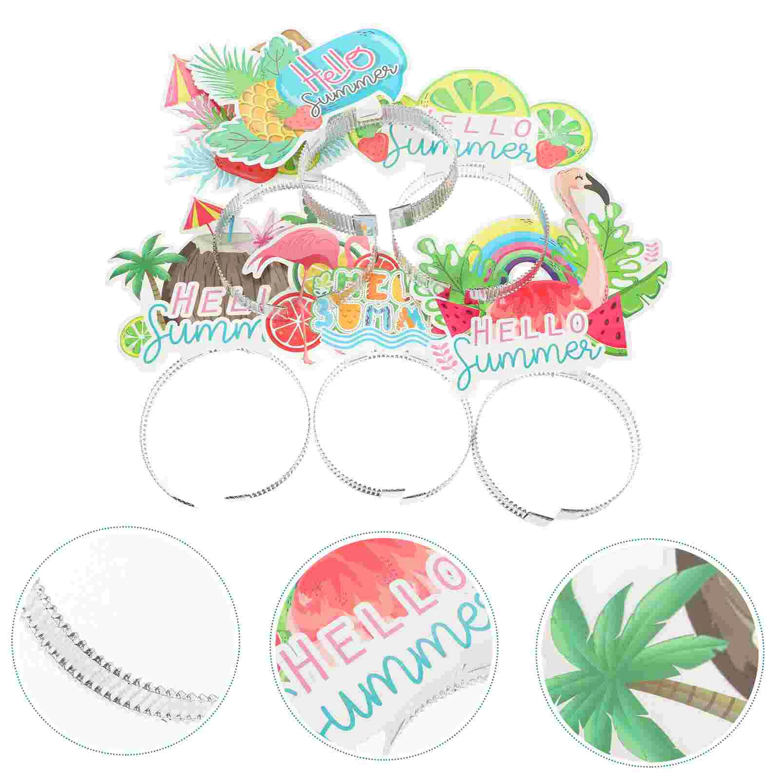 

12pcs Hawaiian Party Hair Clasps Cartoon Headbands Summer Themed Beach Party Hairbands