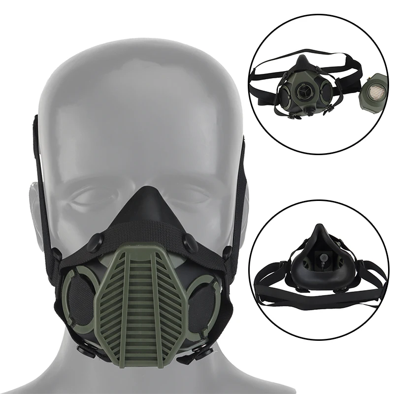 

Military Respirator With Communication Microphone Hunting Tactical Face Mask Shooting Airsoft Accessories Paintball Cs Cosplay