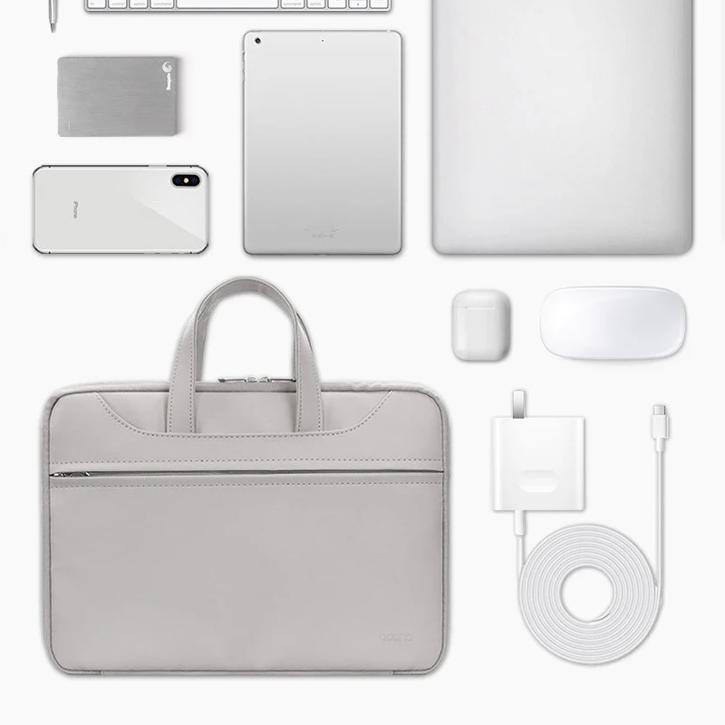 13-15.6inch PU Business Laptop Shockproof Handbag Trip Necessary Tablet Document Organize Pouch Mouse Charger Storage Accessorie