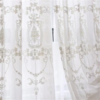 european embroidered white tulle curtains for living room bedroom modern sheer curtain kitchen window voile finished custom size