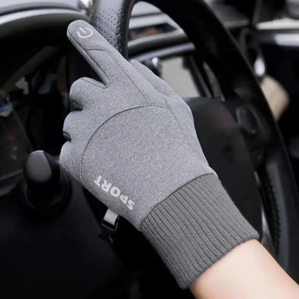 

Letter Print Long Lasting Men Touch Screen Riding Gloves for Fall Winter