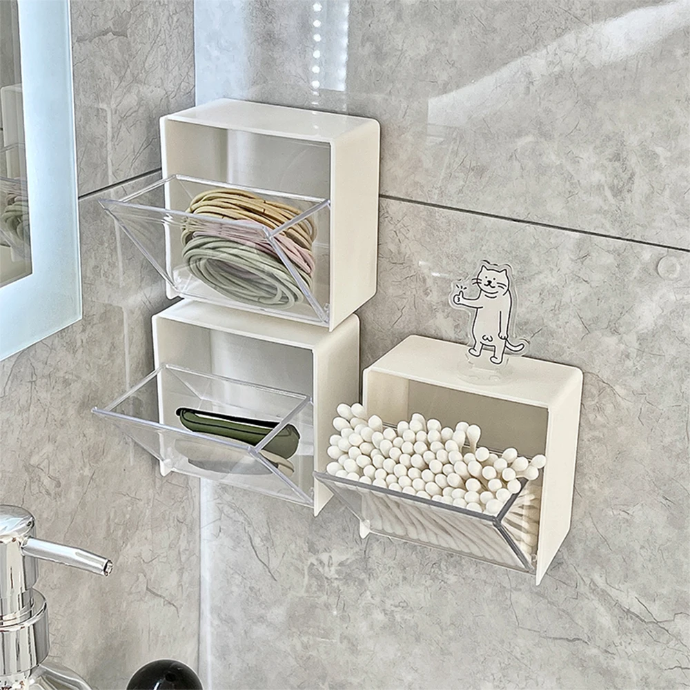 

Wall-mounted Storage Box Dormitory Toilet Cosmetic Cotton Powder Puff Cotton Hair Ring Cotton Stick Fresh-keeping Bag Storage