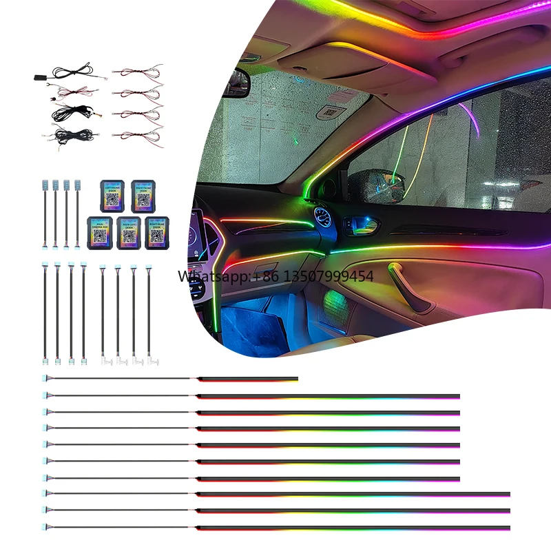 Фото Комплект светодиодной подсветки салона автомобиля OEM: 18/22 в 1 RGB динамическая симфоническая атмосферная LED-подсветка для индивидуальной настройки №1