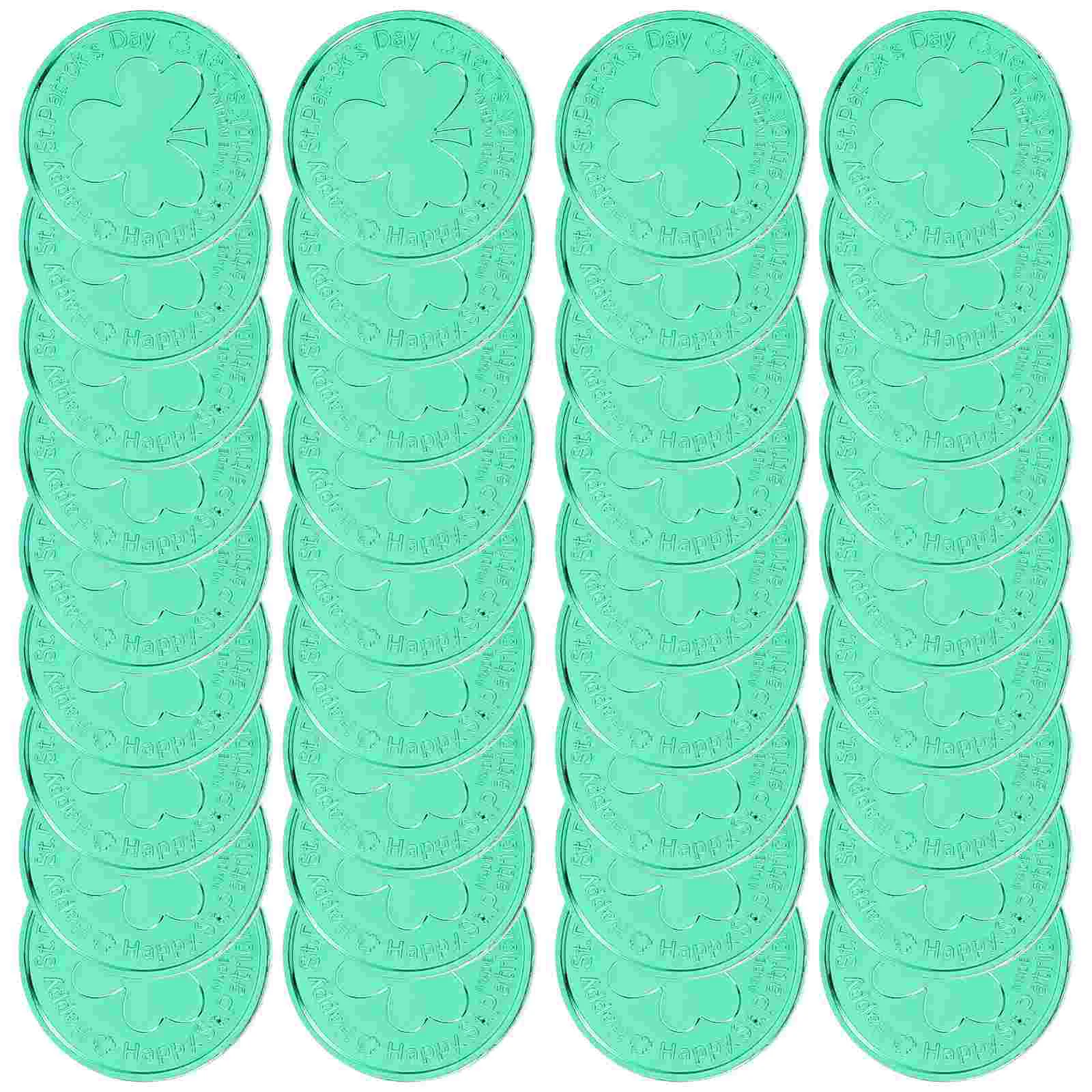 

100 Pcs Trajes Para Halloween Hombres St Patrick's Day Plastic Coin Bulk Hallowe'en Party Shamrock Table Decor