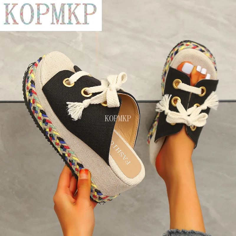 Босоножки женские на танкетке повседневная обувь толстой подошве туфли-лодочки