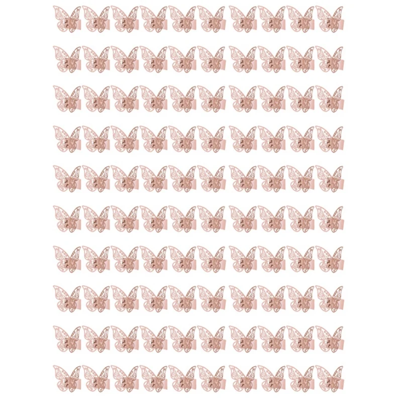 

100 шт. 3D бумажные кольца для салфеток в форме бабочки для свадьбы, вечевечерние, украшение стола, искусственные кольца