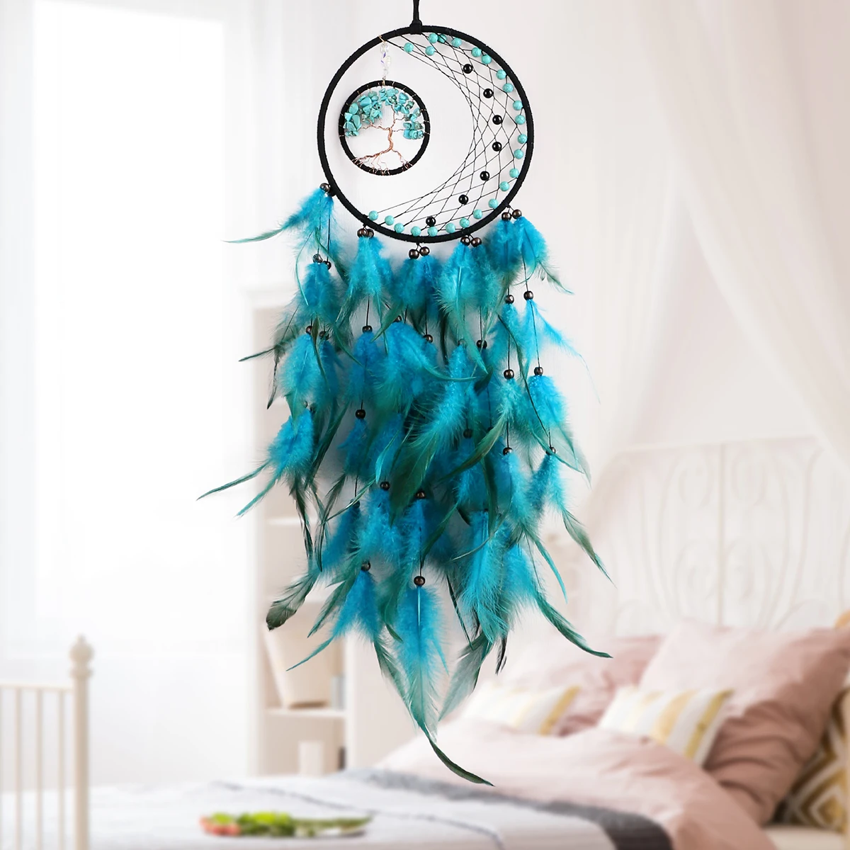 

Catcher Dreamcatchers Dream Tree Hanging Life Room Of Decoration Wind Wall Chimes Gem Ornaments Home Crystal Dreamcatcher