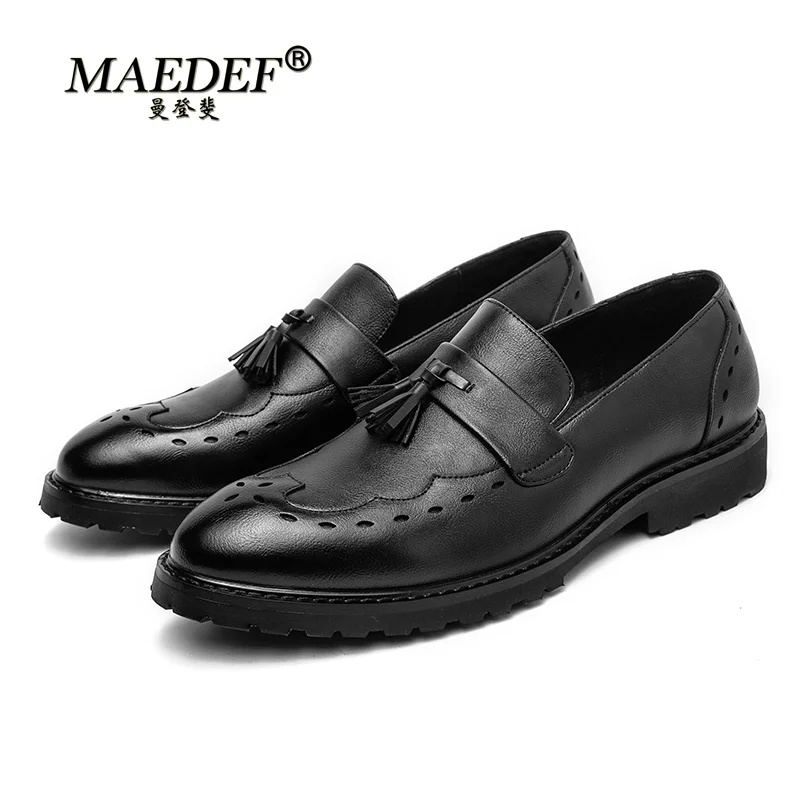 

MAEDEF Dress Shoes for Men's Leather Luxury Fashion Groom Wedding Shoe Men Italian Style Tassel Oxford Shoes Formal 2022 Spring