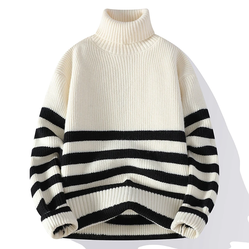 Новый мужской повседневный вязаный свитер Simplici в полоску с лацканами