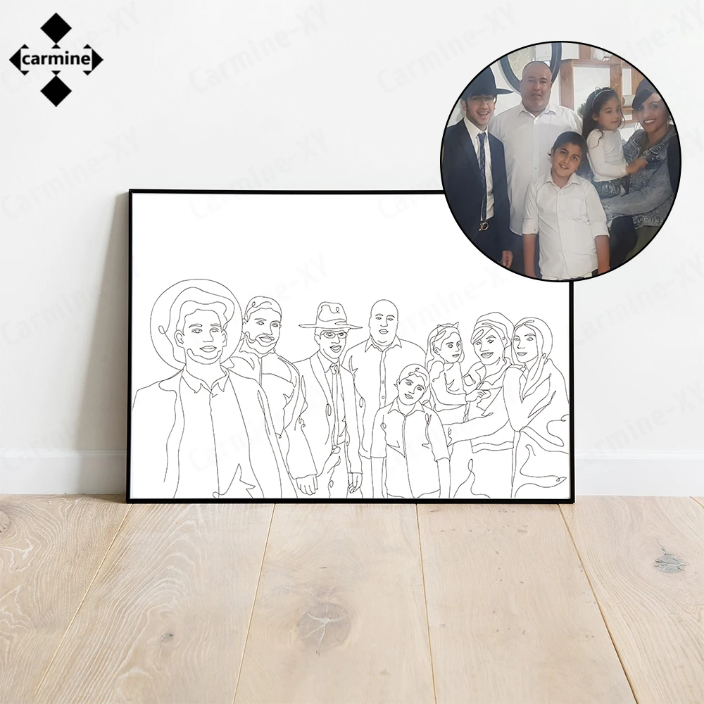 Пользовательская линия холст живопись обнаженный портрет семейный друг от фото