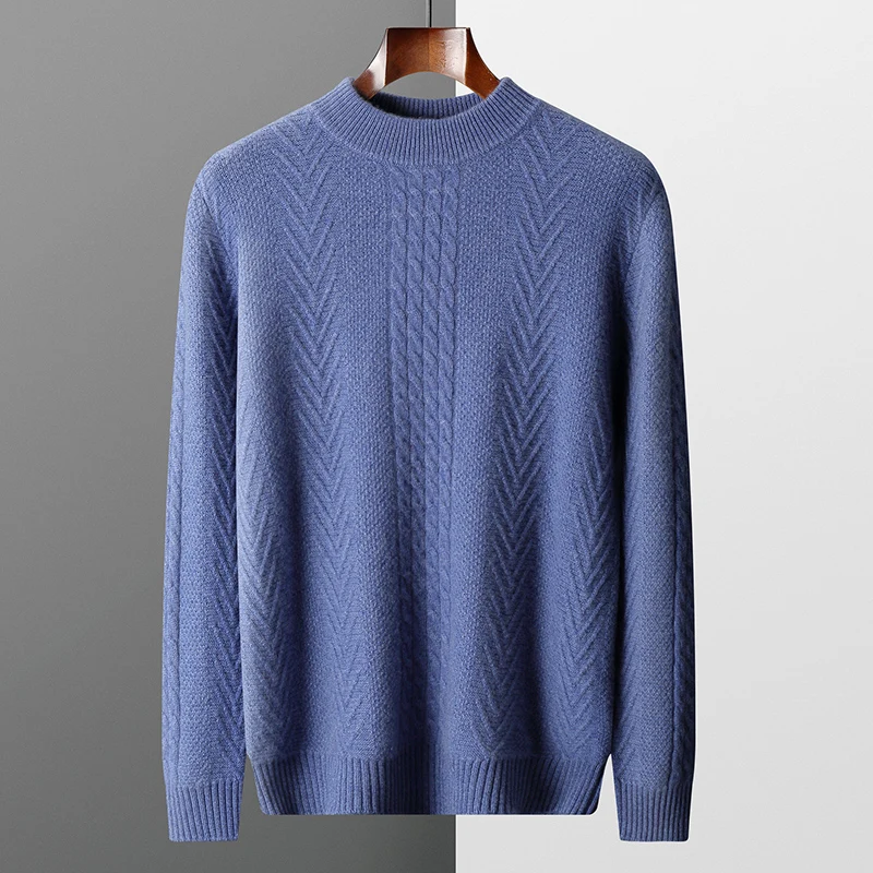 Мужской кашемировый свитер из 100% мериносовой шерсти зимний плотный теплый