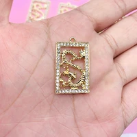 10pcs 32x19mm high quality alloy dragon charm shiny crystal border pendant necklace for diy jewelry making accessories wholesale