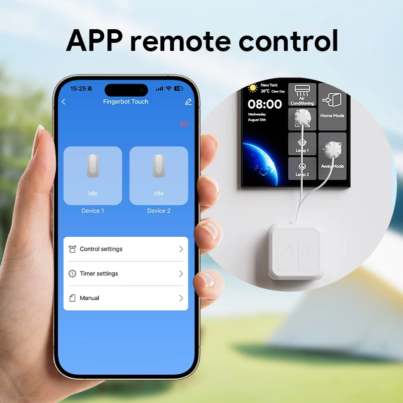 Фото Робот-палец Tuya с сенсорным экраном, Bluetooth Smart Fingerbot, перезаряжаемый Bluetooth, умный голосовой пульт дистанционного управления, кликер экрана времени №2