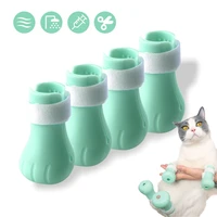 pet cat grooming tool silicone anti scratch shoes boots for bath cleaning adjustable cat accessories paw claw cover protector