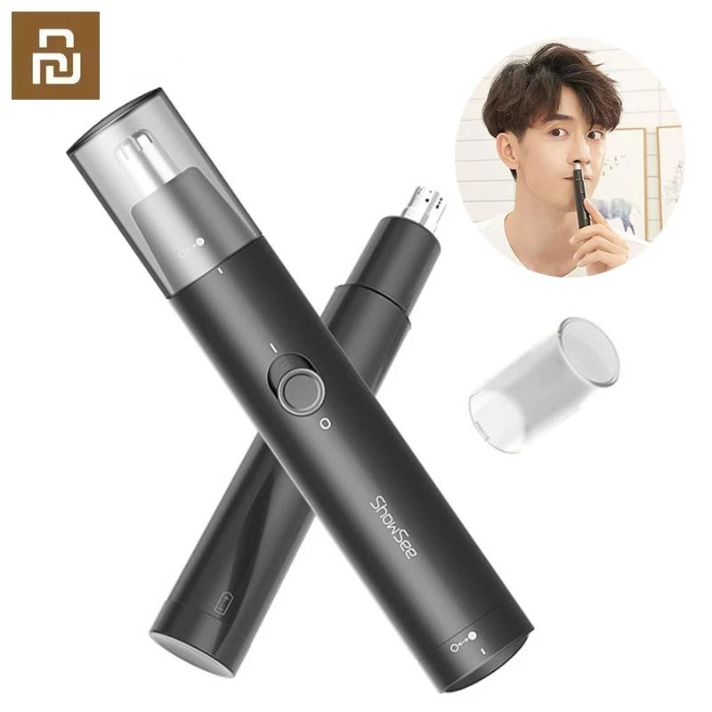 Электрический триммер для волос в носу ShowSee, съемный моющийся двухсторонний 360 водонепроницаемый Вращающийся триммер C1 BK