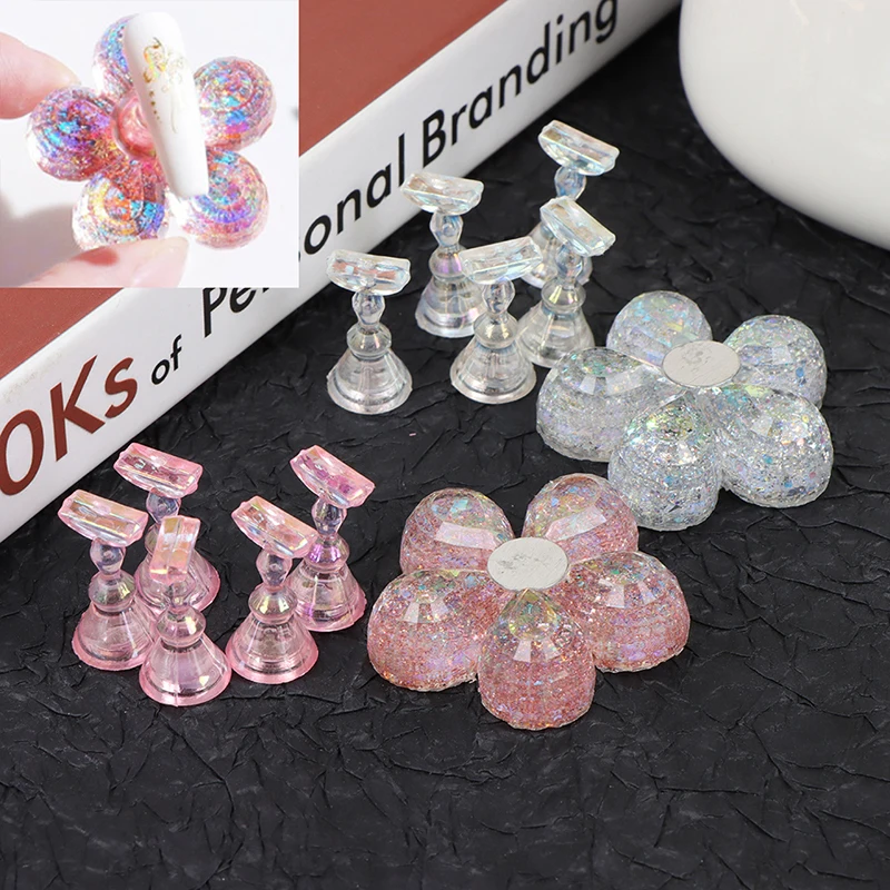 

Flower Plum Magnetic Tips Rack Nail Art Practice Display Stand False Nails Holder Polish Showing Shelf Design 1 Base 5 Nail Tray