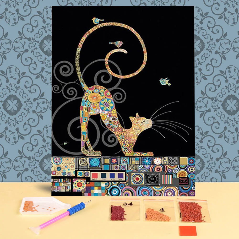 

5D полноразмерная вышивка с изображением кота, птицы, мультяшных животных, набор мозаики, рождественский подарок, домашний декор, новогоднее...