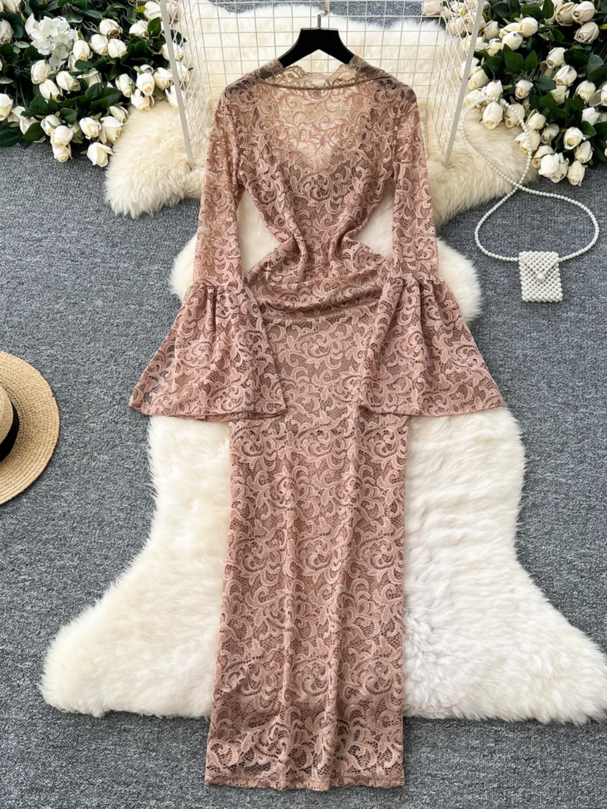 Женское сексуальное вечернее платье весна-лето v-образный вырез расклешенные