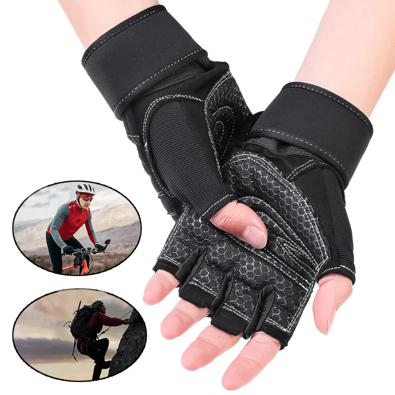 

Men Ladies Half Finger Gloves Breathable Shockproof Sports Gloves Outdoor Cycling Non-Slip Anti-Sweat Gloves Bike Accessories