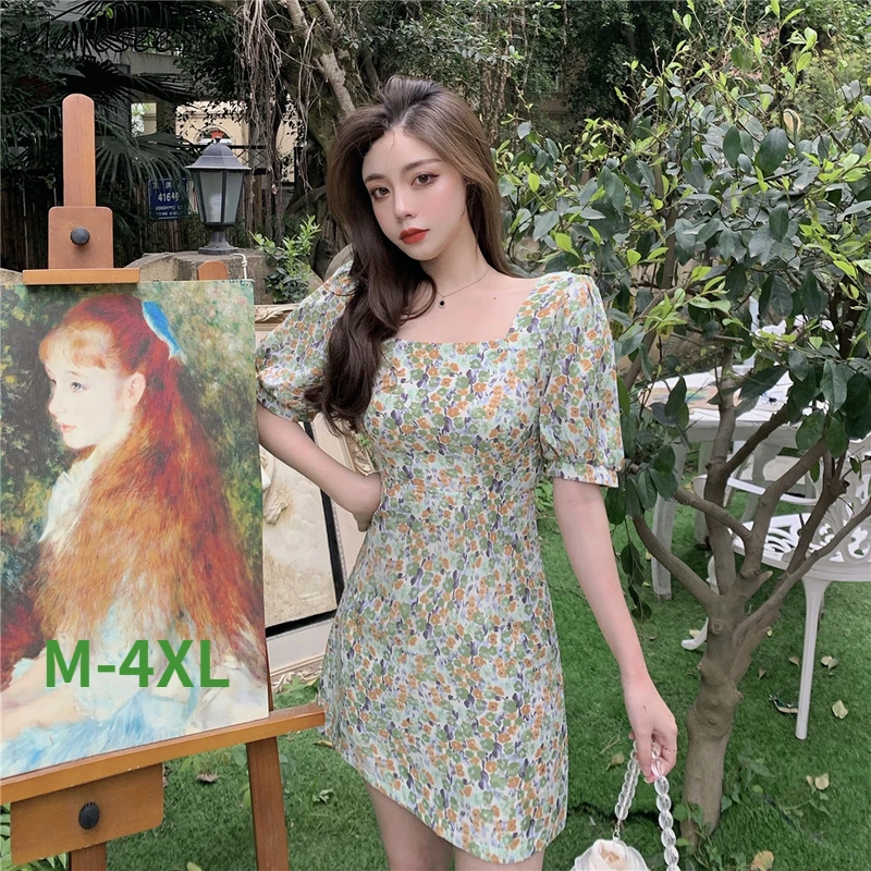 

Женское летнее платье с рукавами-фонариками и цветочным принтом