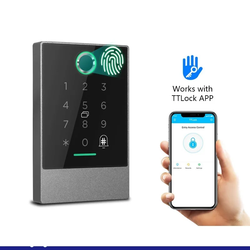 

Smart Phone Bluetooth TTlock App Control Door Access Control System Fingerprint Card Reader
