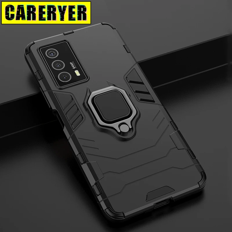 

Shockproof Ring Bracket Phone Case For VIVO IQOO U1 U1x U3 U3X U5 U5E Anti Fall Armor Car Holder Cover for IQOO Z1 Z1X Z3 Z5 Z6