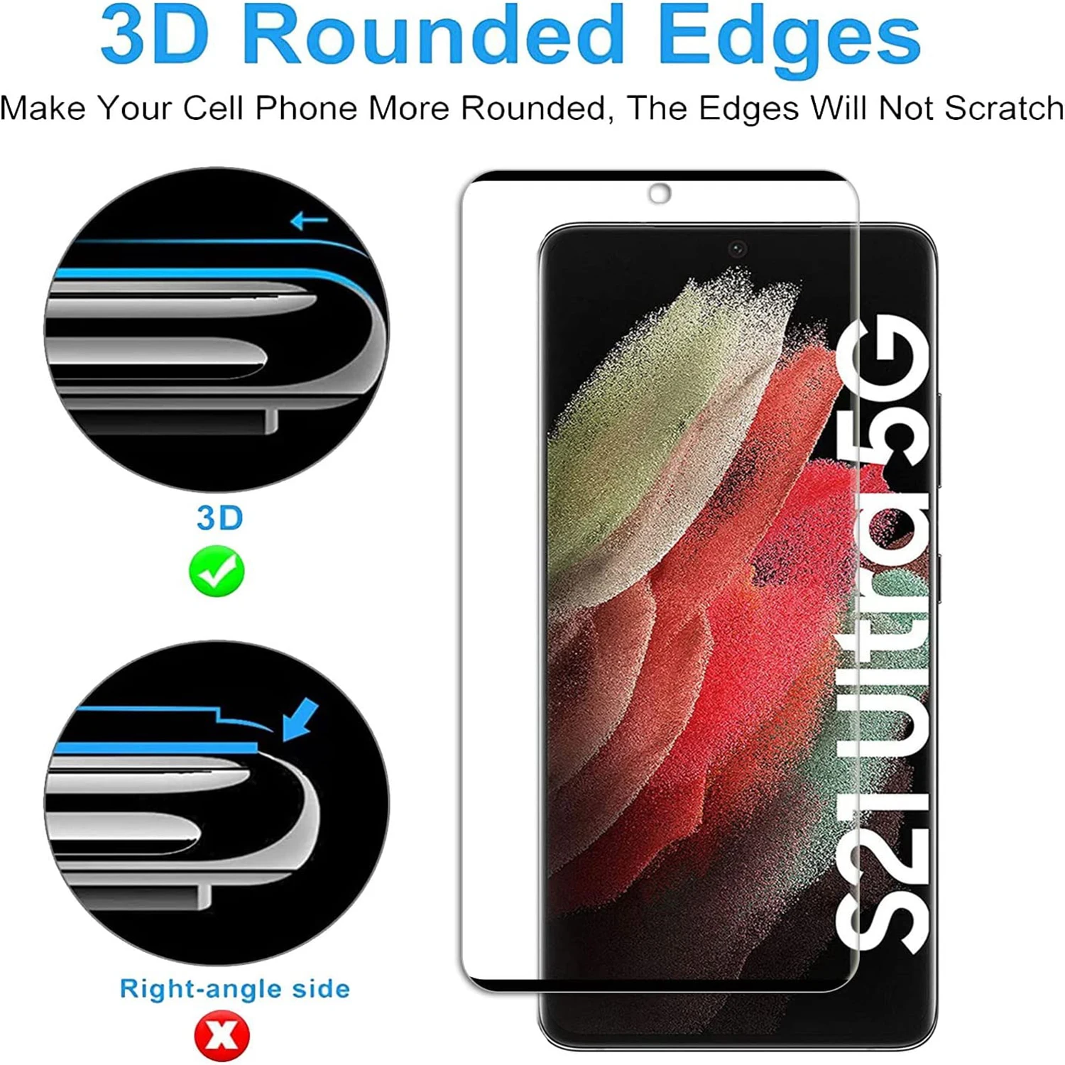 1/4Pcs 3D Screen Protector Glass For Samsung Galaxy S21 Ultra 5G Tempered Glass Film