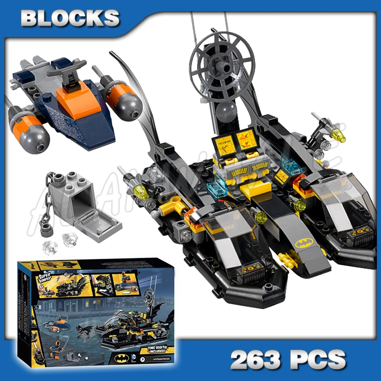

263pcs Super Fighter Batboat Harbour Pursuit Hover boats Deathstroke’s Jetboat 7113 Building Blocks Toy Compatible With Model