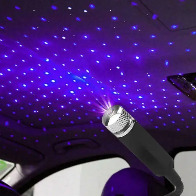 Car Interior Atmosphere Star Sky Lamp Ceiling Roof Light Car Ambient Light LED Projector Mini LED Car Roof Star Blue Decorative 4
