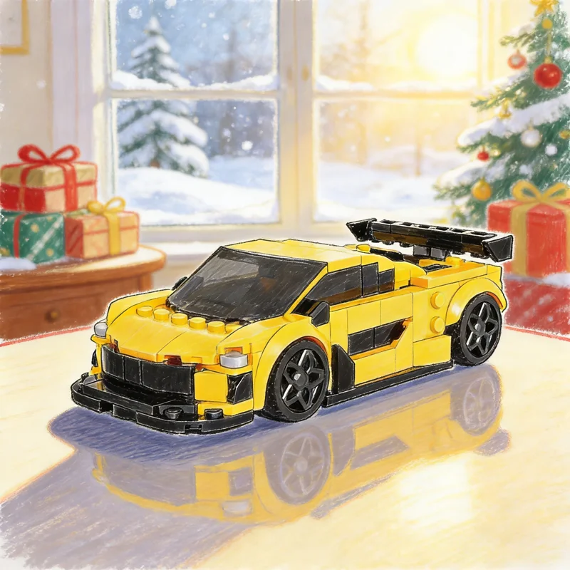 Фото Набор строительных блоков MOC City Champions McLaren GTRs, 294 детали, модель для сборки, архитектурный конструктор, идеальный подарок на фестиваль, развивающая игрушка-конструктор №1