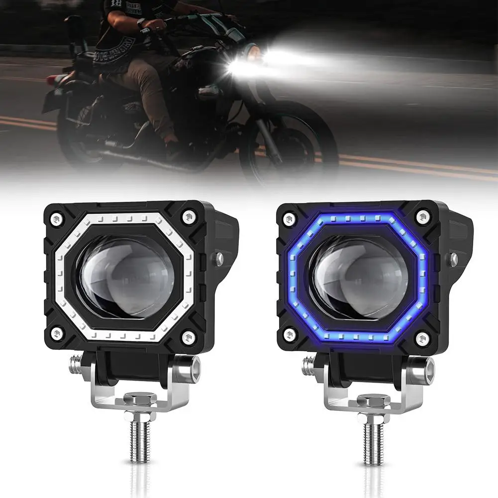 

2pcs S14 Motorcycle Led Spotlight 120W 12000LM 3000K/6000K/8000k 3 Colors DRL Light Strip Square Fog Light Waterproof