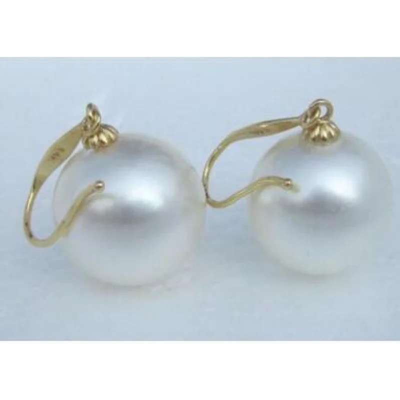 

Free Shippng HUGE AAA 11-12MM PERFECT ROUND WHITE SOUTH SEA PEARL DANGLE EARRING