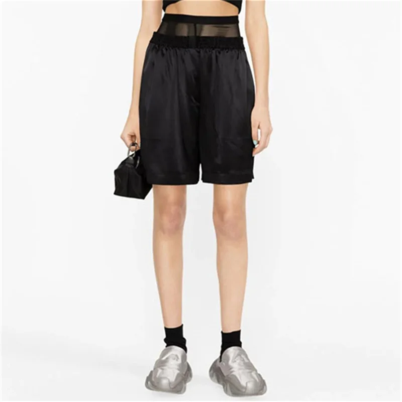 

Женские брюки, Новинка лета 2023, модные длинные шорты в Корейском стиле, узкие прямые брюки из сатина и шелка с высокой талией