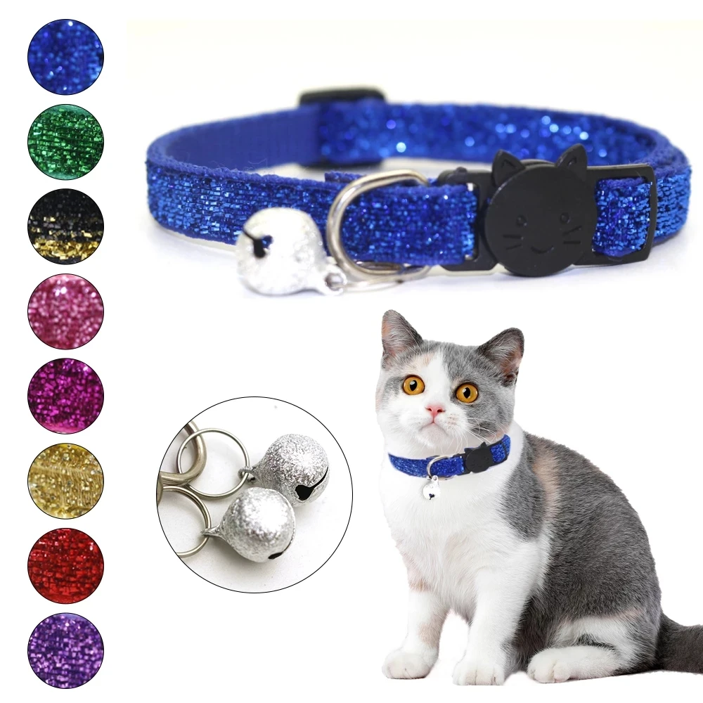 

Cute Puppy Frosted Cat Collar ABS Adjustable Strap Small Pet Cat Kitten Collar with Bell Nylon Strap Pet Cat Collar
