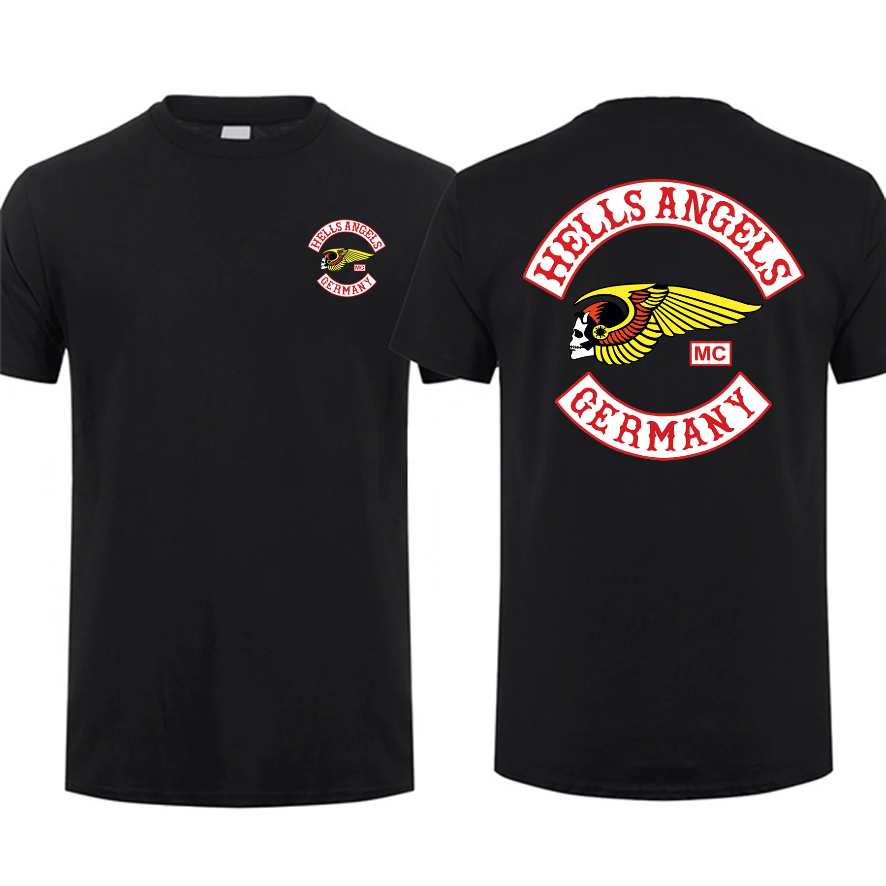 

Amazing Male T Shirt Oversized Hells Angels Germany Essential Warrior T-shirt Men T-shirts Graphic Double-sided Streetwear S-3XL
