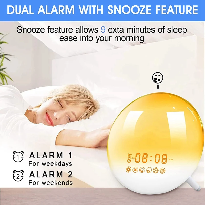 SEWS-будильник с восходом солнца светильник для пробуждения в спалах тяжелые