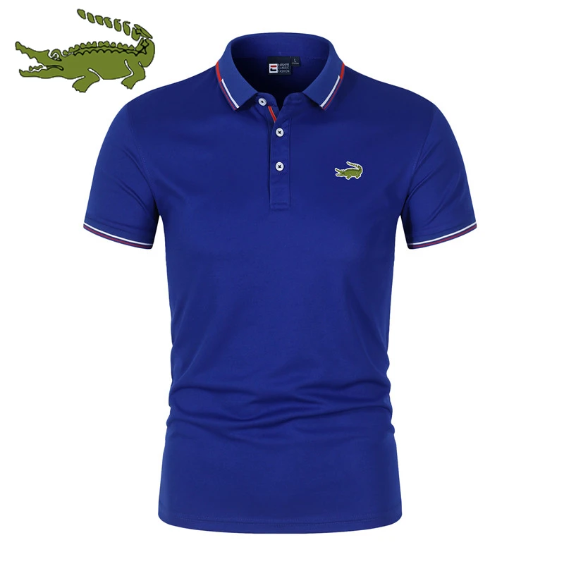 

Embroidered new polo shirt High quality men's embroidered polo shirt% 50 cotton short sleeve breathable top Business casual polo