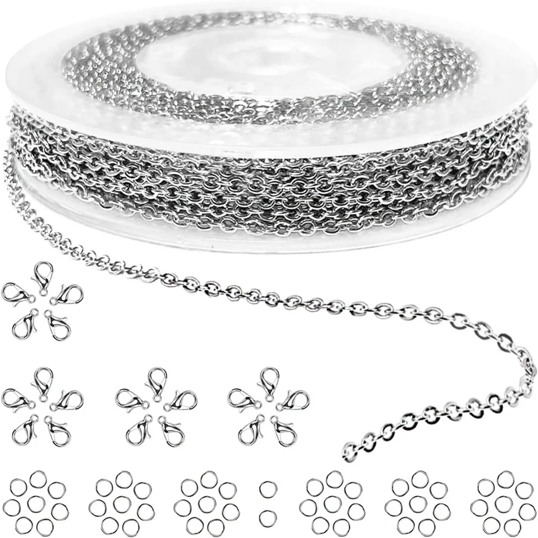 

Stainless Steel Necklace, Jewelry Making DIY Craft Chain Roll, Jump Ring with Lobster Buckle to Make Jewelry Supplies