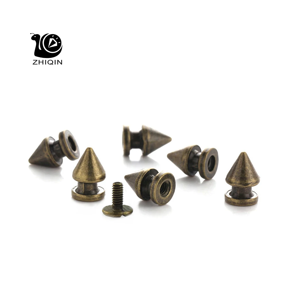 

100sets 8*12mm Bronze Cone Spots Metal Studs Bullet Spikes Punk Leathercraft Rivets Spike Rivets for Leather