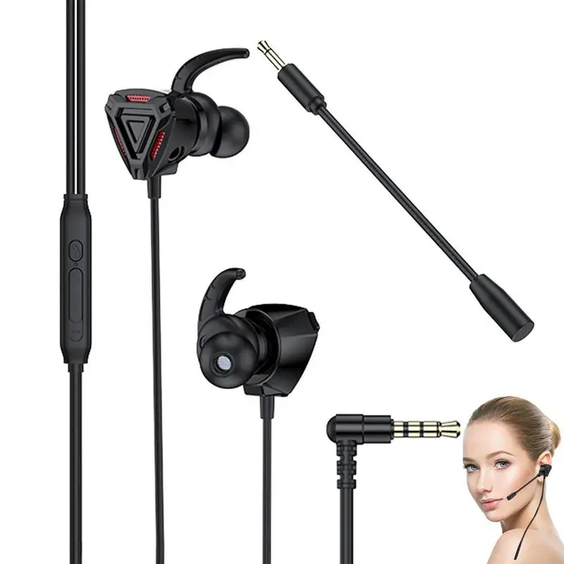

Gaming In Ear Headphones In-Ear Gamer Headset With Detachable Dual Microphone 3.5mm Noise Reduction Circuit In Ears Headphone